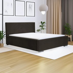 Łóżko tapicerowane z pojemnikiem i materacem COOL 140x200 cm Ciemny brąz