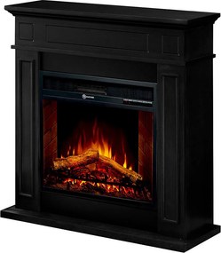 Kominek elektryczny JEFFERSON stojący z czarnego drewna dł. 89,5 x wys. 90,5 x gł. 28 cm