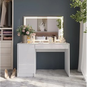 Stół toaletowy biały/biały wysoki połysk 119.8x50.1x76 sherry