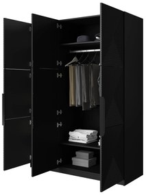 Szafa Asha 150 cm z metalowymi uchwytami - czarny mat / czarne uchwyty