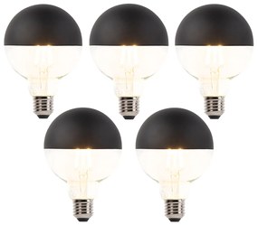 Zestaw 5 żarówek LED E27 z możliwością ściemniania, Filament G95, czarne, 550 lm, 2700 K