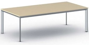 Stół konferencyjny do biura PRIMO INVITATION, 240x120 cm, szaro-srebrna podstawa, brzoza