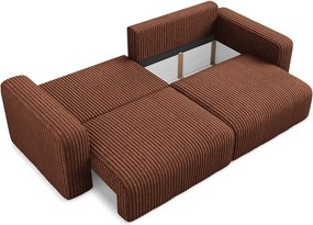 Sztruksowa rozkładana/ze schowkiem sofa w kolorze terakoty 252 cm Kona – Makamii