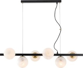 Lampa wisząca Adrian z czarnego lakierowanego i brązowionego żelaza, 6 lamp, dł. 101 x 30, BL278-6-NR