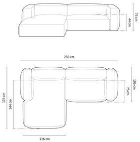 Szary narożnik modułowy z materiału bouclé (lewostronny) Martina – Micadoni Home