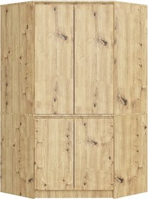 Szafa narożna AKORD S100 Dąb Artisan 100 cm 4 drzwi fronty kolor Dąb Artisan mat 6 półek 100x50x180 cm