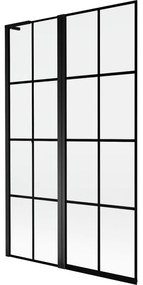 Mexen Mist L parawan nawannowy 2-skrzydłowy lewy 110 x 150 cm, czarna kratka, czarny - 8A9L-110-011-70-77-L