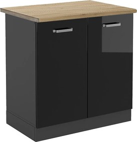 Szafka pod zlew czarny wysoki połysk 80x60x81.6 r-line