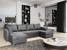 Masseno Narożnik NAKO z funkcją spania i pojemnikiem na pościel Narozniki U, Rozkładana sofa - Szary, MONOLITH 85