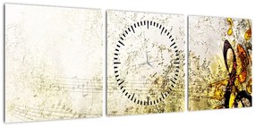 Obraz - Potęga muzyki (z zegarem) (90x30 cm)