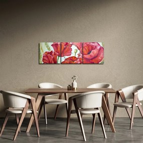Obraz - Kwiaty maku (z zegarem) (90x30 cm)