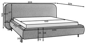 Tapicerowane łóżko dwuosobowe ze schowkiem ze stelażem 180x200 cm w kolorze ochry Pointt – ELTAP