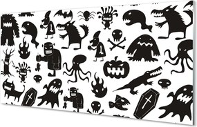 Szklany Panel Czarne Stwory na Białym Tle