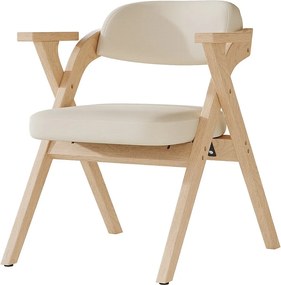 Zestaw 6 krzeseł do jadalni - Składane - krzesła lniane - Konstrukcja z litego drewna - Beżowy