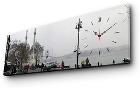 Obraz z zegarem W mieście, 30x90 cm