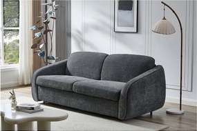 Sofa rozkładana "Laurie" express w tkaninie teksturowanej - łóżko 140 cm - 3 miejsca - szara