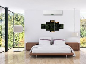 Obraz jeziora przy lesie (125x70 cm)