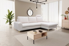 Masseno Narożnik VERONA z funkcją spania i pojemnikiem na pościel Narozniki L, Rozkładana sofa - Kremowy, LOFT 1