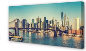 Fotoobraz na płótnie Rzeczna Panorama z Mostem