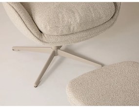Beżowy obrotowy fotel z podnóżkiem z materiału bouclé Kenzi – Micadoni