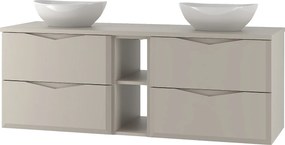 Kaszmirowy Zestaw Łazienkowy 140cm Szafka z Blatem Regał Umywalka Delica