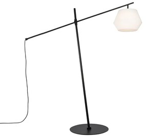 Zewnetrzna Designerska lampa podłogowa zewnętrzna czarna z białym kloszem IP44 - RobbertDesignerski Oswietlenie zewnetrzne