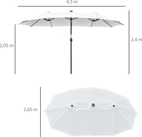 Outsunny Parasol ogrodowy dwustronny z oświetleniem LED solarnym 45m na taras owalny czarny kremowy | Aosom PL