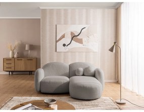 Szary narożnik z materiału bouclé (prawostronny/z szezlongiem) Orbit – Ropez