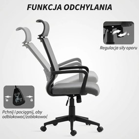 HOMCOM Krzesło biurowe z miękkim oparciem, kołami, podłokietnikami, regulowaną wysokością, wełna sztuczna, Szary
