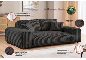 Ciemnoszara sztruksowa sofa 213 cm Justin – Ropez