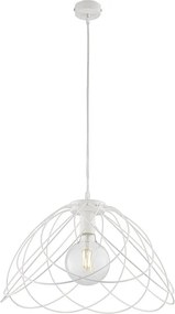 Żyrandol Pagoda z lakierowanego na biało żelaza z dekoracją w stylu shabby chic, z regulowanym kablem elektrycznym, 1 lampa 132 Ø45 BL298-S1-BCO