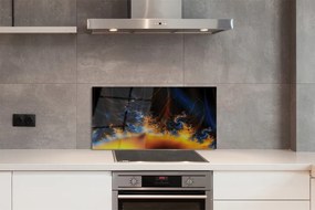 Panel szklany do Kuchni Kontrast Błękitu i Żółci