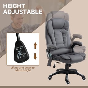 Vinsetto Fotel biurowy ergonomiczny z masażem i ogrzewaniem wygodny ciemnoszary | Aosom PL