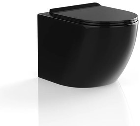 Toaleta WC podwieszana z ceramiki czarnej i błyszczącej bez kołnierza – JAVOINE
