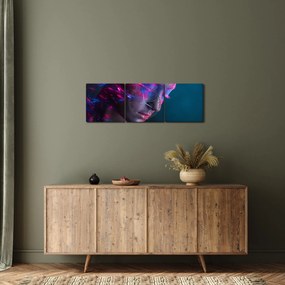Błyszczący obraz kobiety (z zegarem) (90x30 cm)