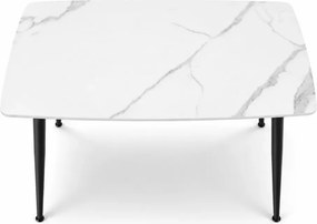 Stół Siena 120x70 cm – Nowoczesny Stół z Białym Blatem Marmurowym z MDF lakierowanego i Stylowymi Czarnymi Nogami do Jadalni