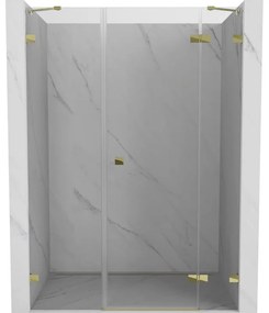 Mexen Lunar drzwi prysznicowe uchylne prawe 135 cm, transparent, złote - 834S-135-050-50-00-P