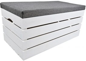 Pufa kufer skrzynia drewniana sosnowa siedzisko 80cm malowana biała