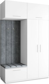 Masseno Garderoba REMA 150/240/60 cm Nowoczesna Szafa do Przedpokoju Biała, MONOLITH 85 (Szary)