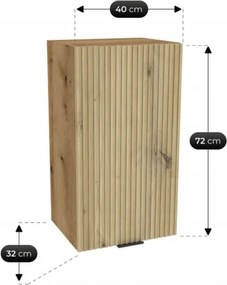 Zestaw Mebli Kuchennych MODERN 170 cm Dąb Artisan/Biały Połysk Ryflowany Nowoczesny