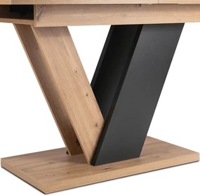 Stół Prostokątny Rozkładany CLARK 120-160 cm Dąb Artisan/Czarny Nowoczesny Loft