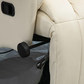 HOMCOM Fotel relaksacyjny, funkcja leżenia, wygląd skóry, podnóżek, do 150 kg, 78 x 80 x 109 cm, Kremowy | Aosom PL