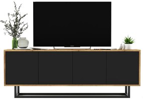 Loftowa szafka rtv dąb wotan + czarny P9-G04