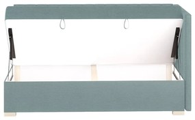 Niebieskie narożne łóżko dziecięce ze schowkiem i materacem 90x200 cm Snugi – Ghado