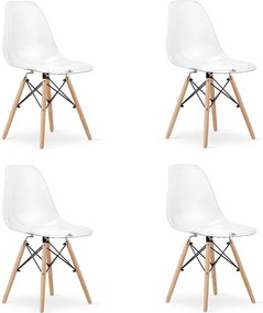 Krzesło Valora OSAKA z przezroczystymi naturalnymi nogami do salonu x4