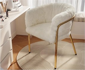 1 Leżanka do jadalni, salonu lub sypialni - z imitacji puchu króliczego - z 4 złotymi metalowymi nogami - Beżowa
