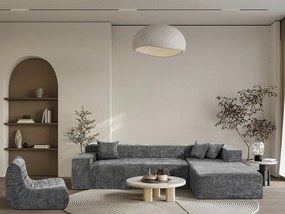 Narożna sofa "Tessaro" z teksturowanej tkaniny - 4-osobowa - szara