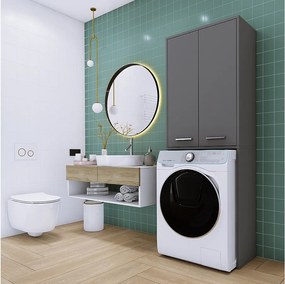 Szafka na pralkę, szara matowa, 31 x 64 x 180 cm