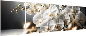 Obraz - Orchidea i złote kule (170x50 cm)