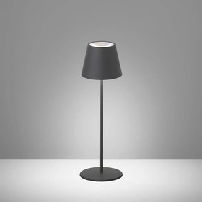 Czarna lampa stołowa LED z metalowym kloszem, ściemniaczem i czujnikiem ruchu (wys. 38 cm) Tropea – Fischer &amp; Honsel